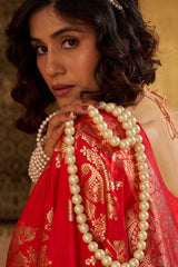 Precious Red Pure Zari Weaving Banarasi Silk Saree With Designer Blouse Piece