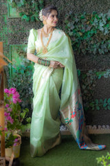 Aarti Singh In Pista Organza Paithani Saree