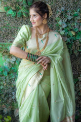 Aarti Singh In Pista Organza Paithani Saree