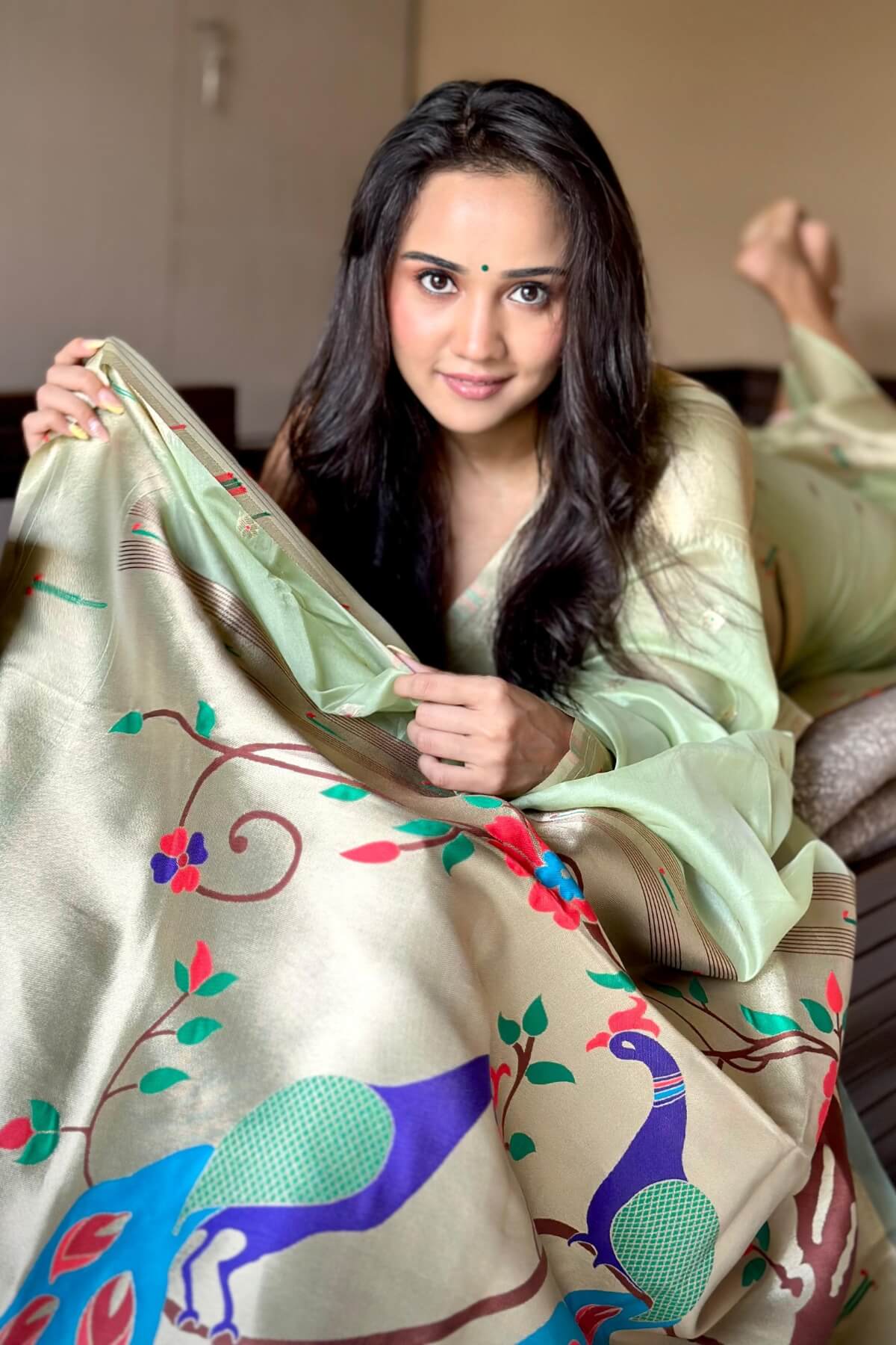 Aashi Singh In Pista Organza Paithani Saree