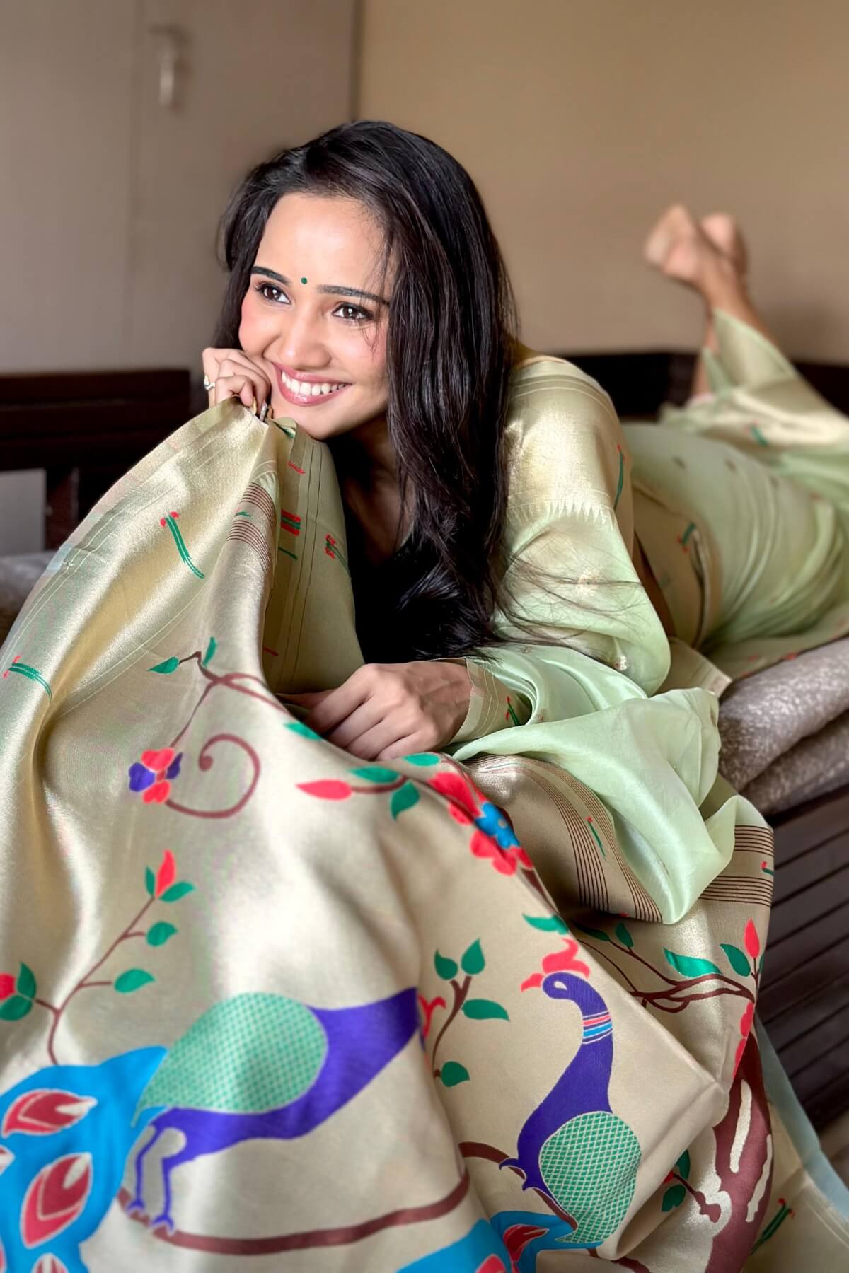 Aashi Singh In Pista Organza Paithani Saree