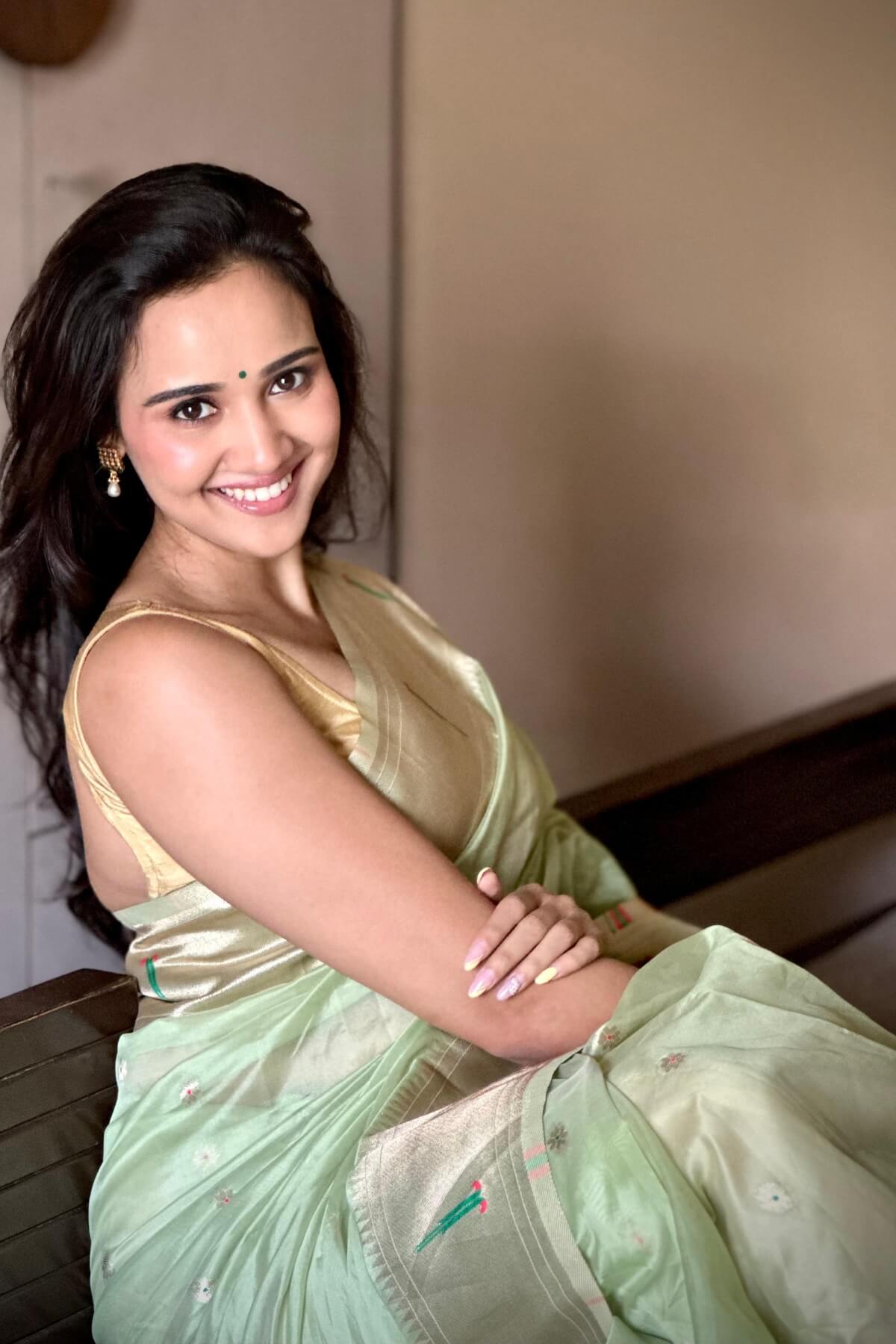 Aashi Singh In Pista Organza Paithani Saree