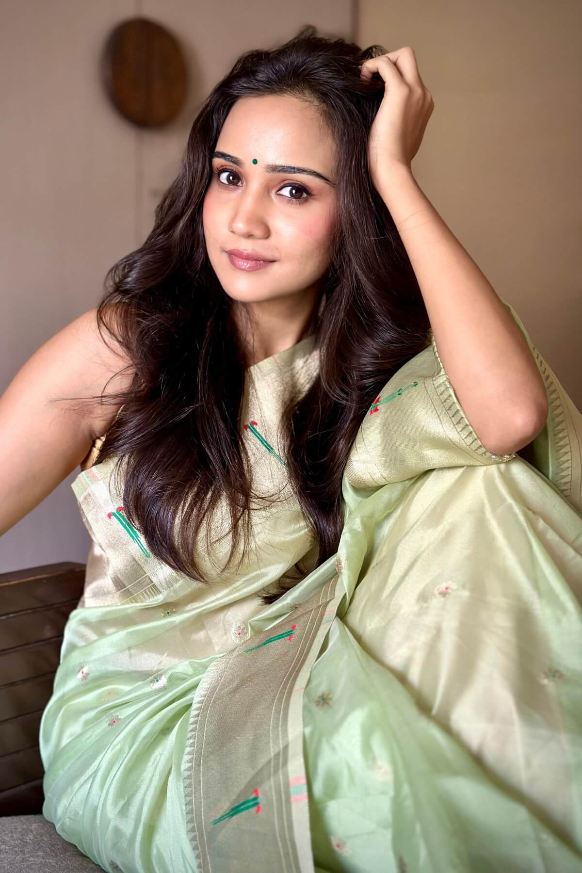 Aashi Singh In Pista Organza Paithani Saree