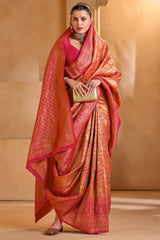 Verdant Dark Pink Kanjivaram Silk Saree With Beautiful Blouse Piece