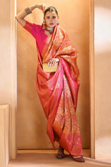 Verdant Dark Pink Kanjivaram Silk Saree With Beautiful Blouse Piece