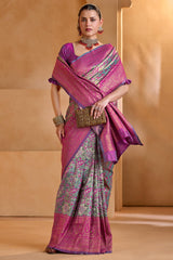 Brood Rama Kanjivaram Silk Saree With Splendiferous Blouse Piece