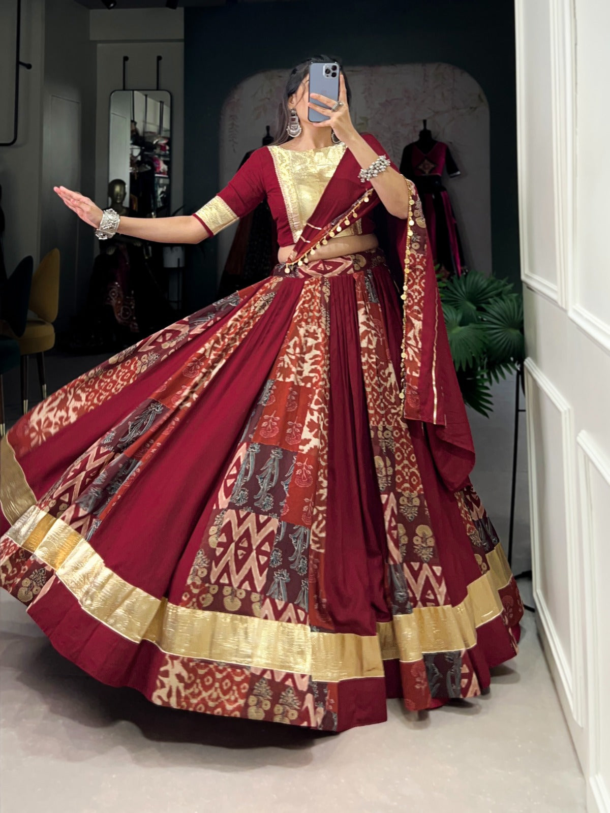 Designer Silk Navratri Lehenga Choli Set