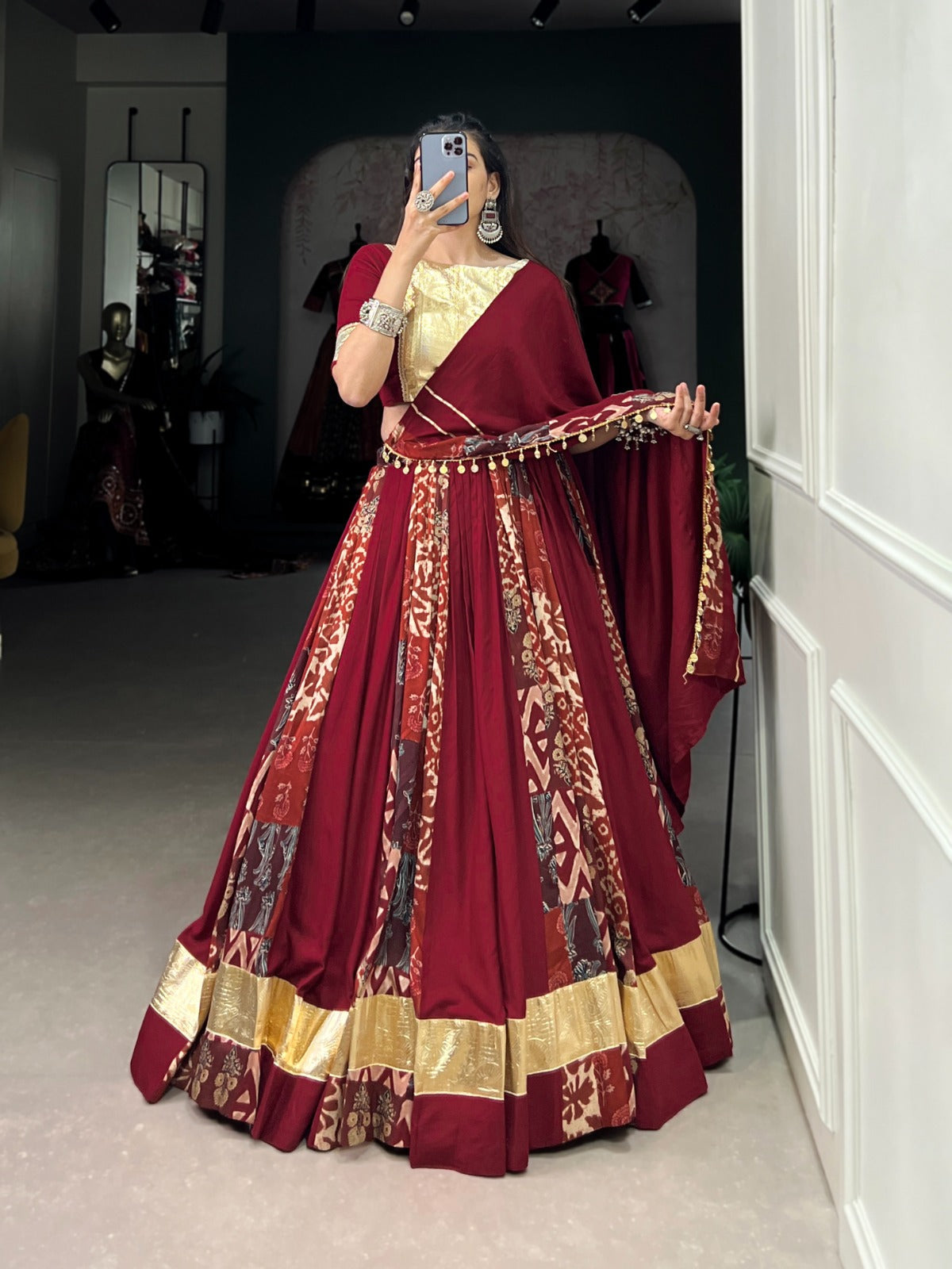 Designer Silk Navratri Lehenga Choli Set