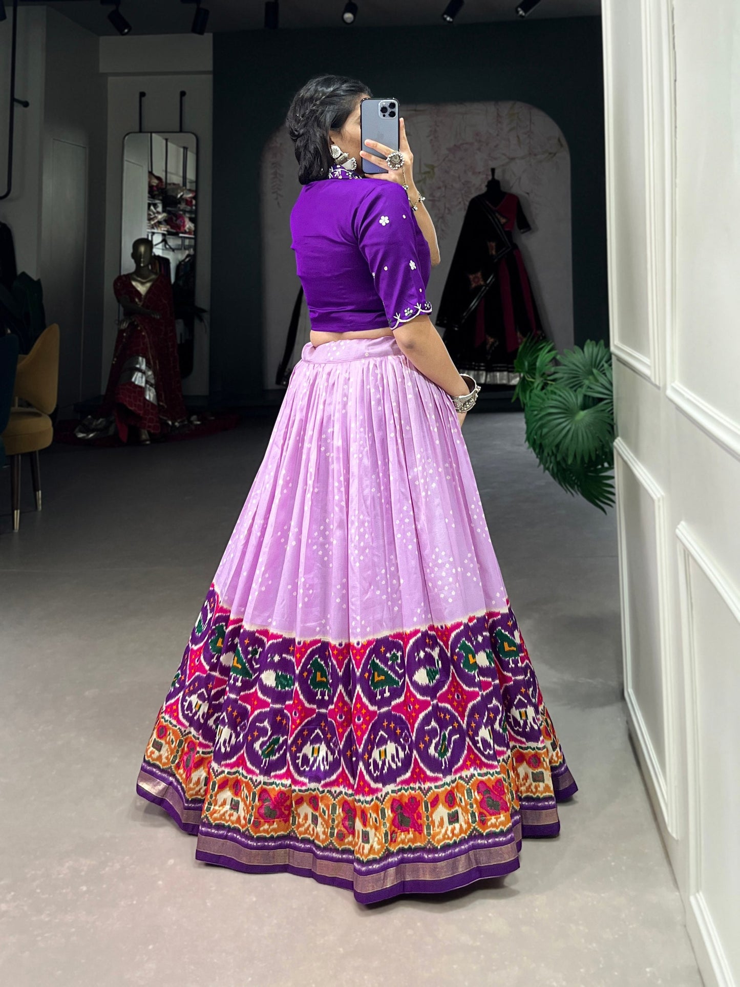 Exquisite Bandhej Printed Tussar Silk Lehenga Choli