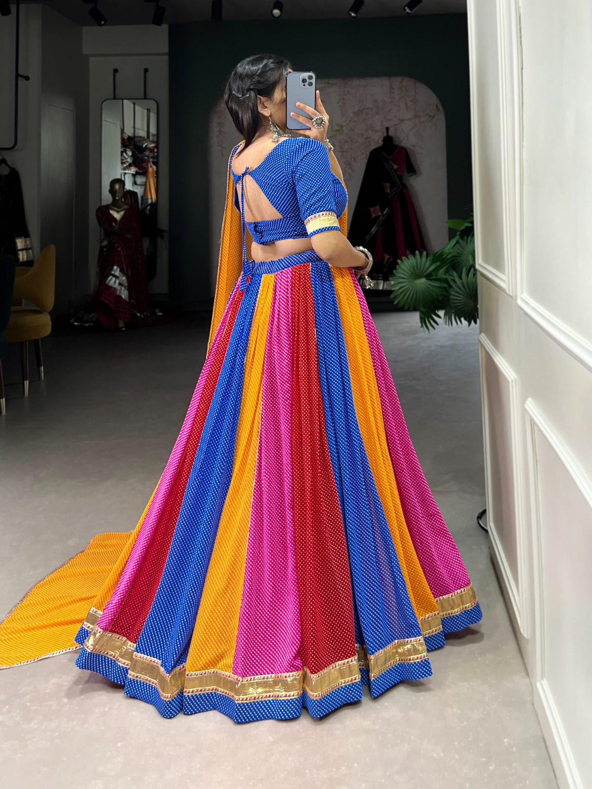 Stunning Multi Colored Georgette Navratri Lehenga Choli