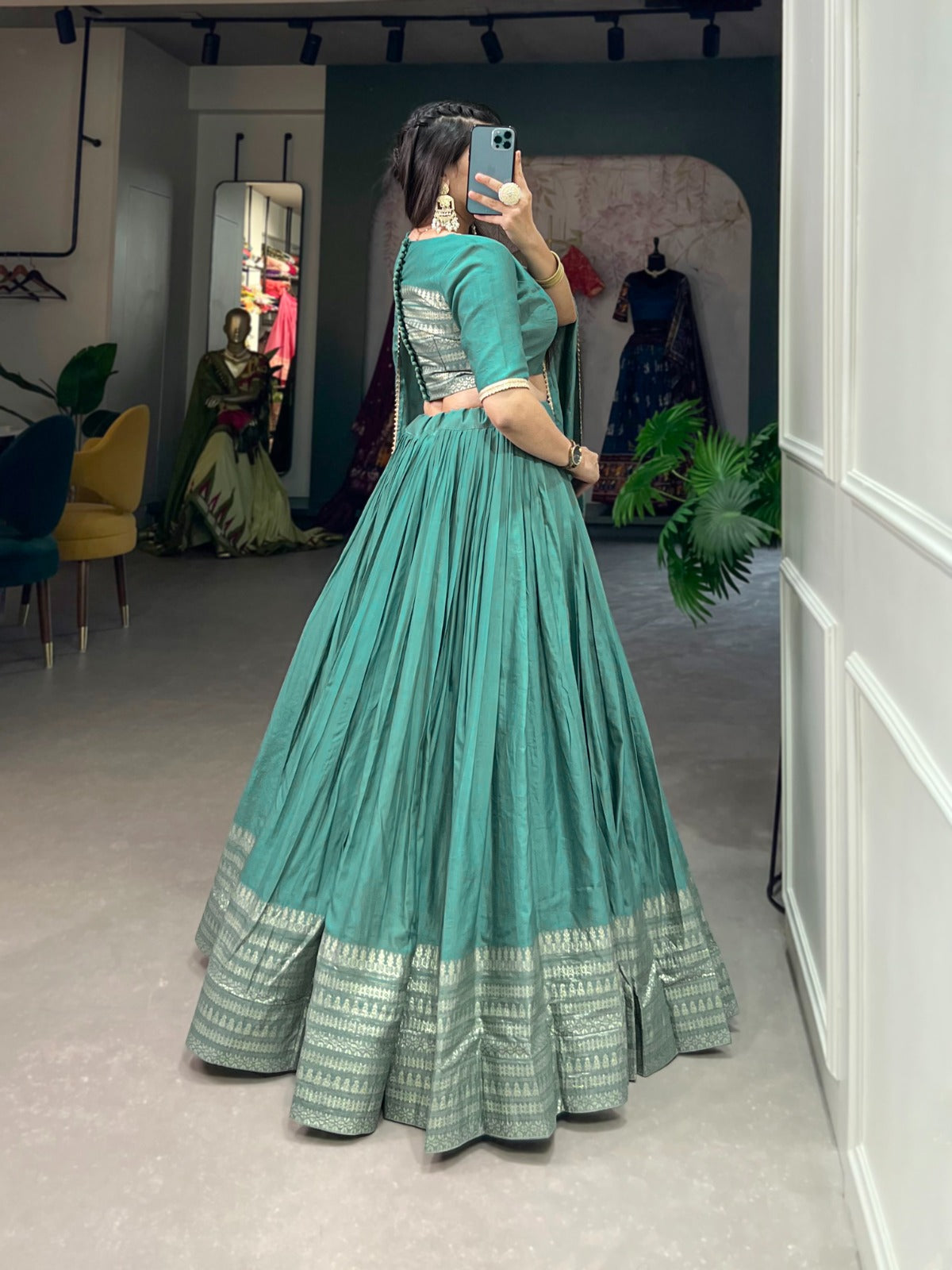 Amazing Pure Chanderi Embellished Lehenga Choli