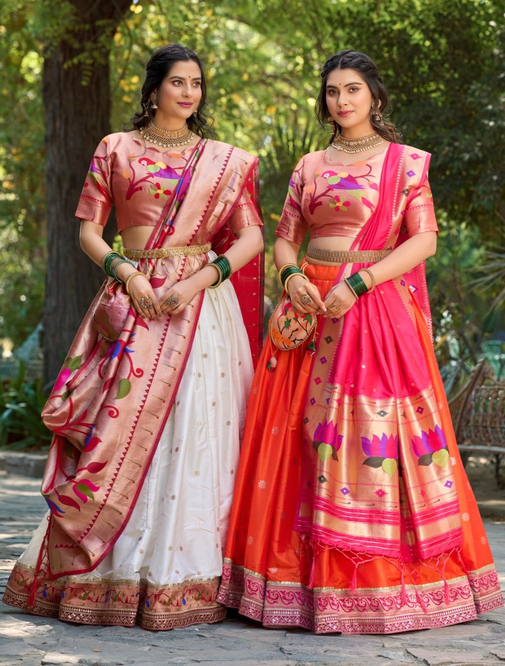 Paithani Jacquard Silk Weaving Zari Worked Lehenga Set