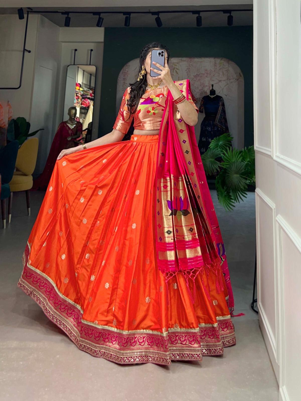 Paithani Jacquard Silk Weaving Zari Worked Lehenga Set