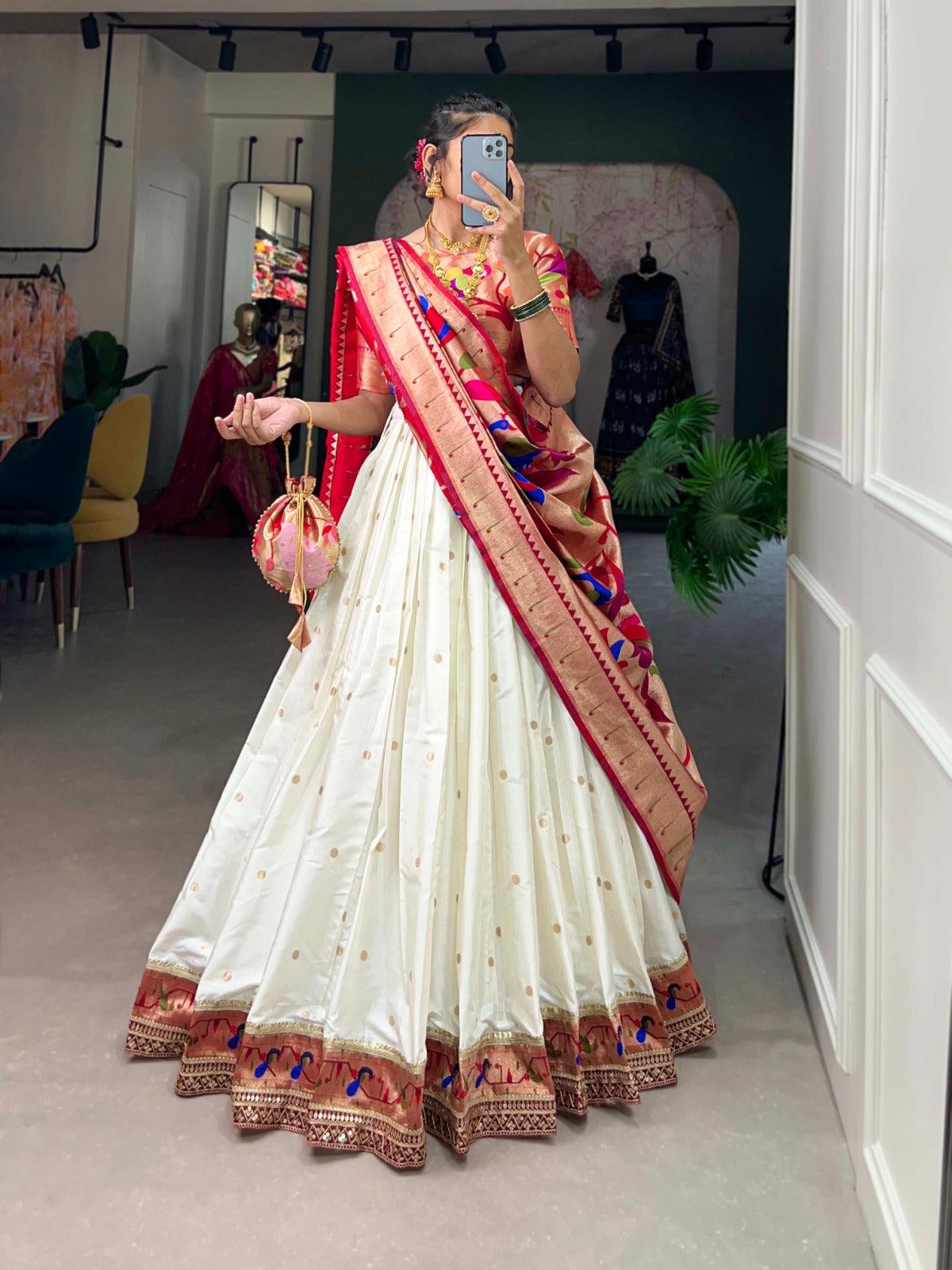 Paithani Jacquard Silk Weaving Zari Worked Lehenga Set