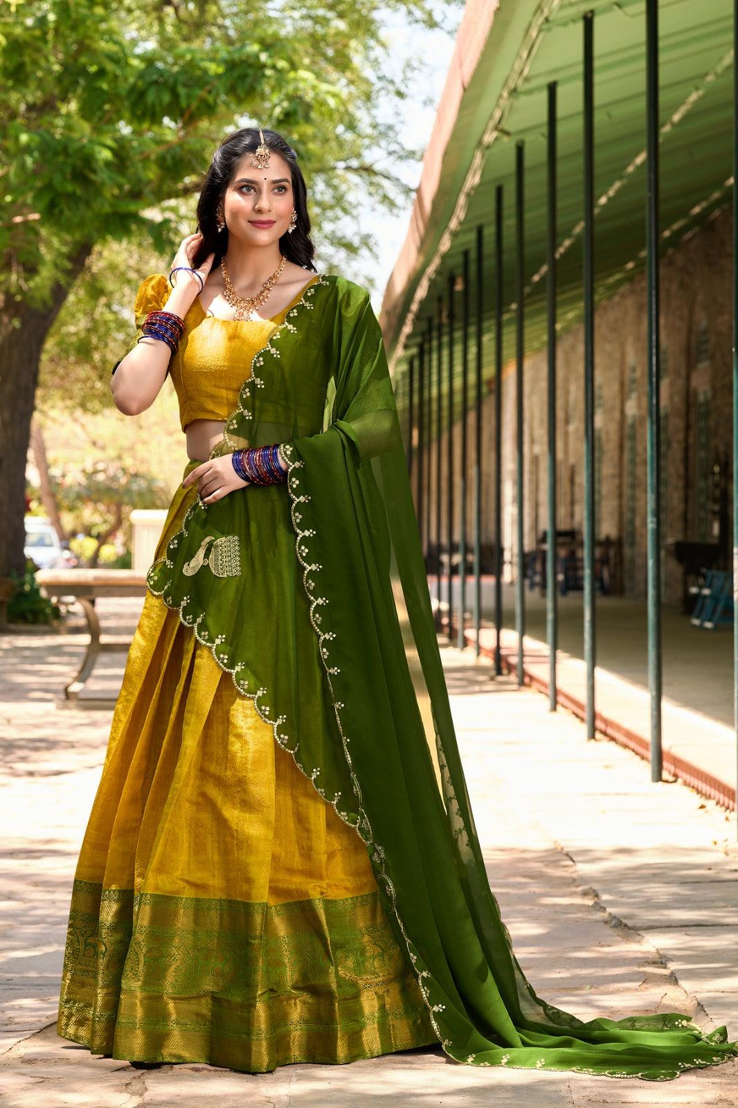 Enchanting Kanjivaram Silk Zari Weaving Worked Lehenga Choli