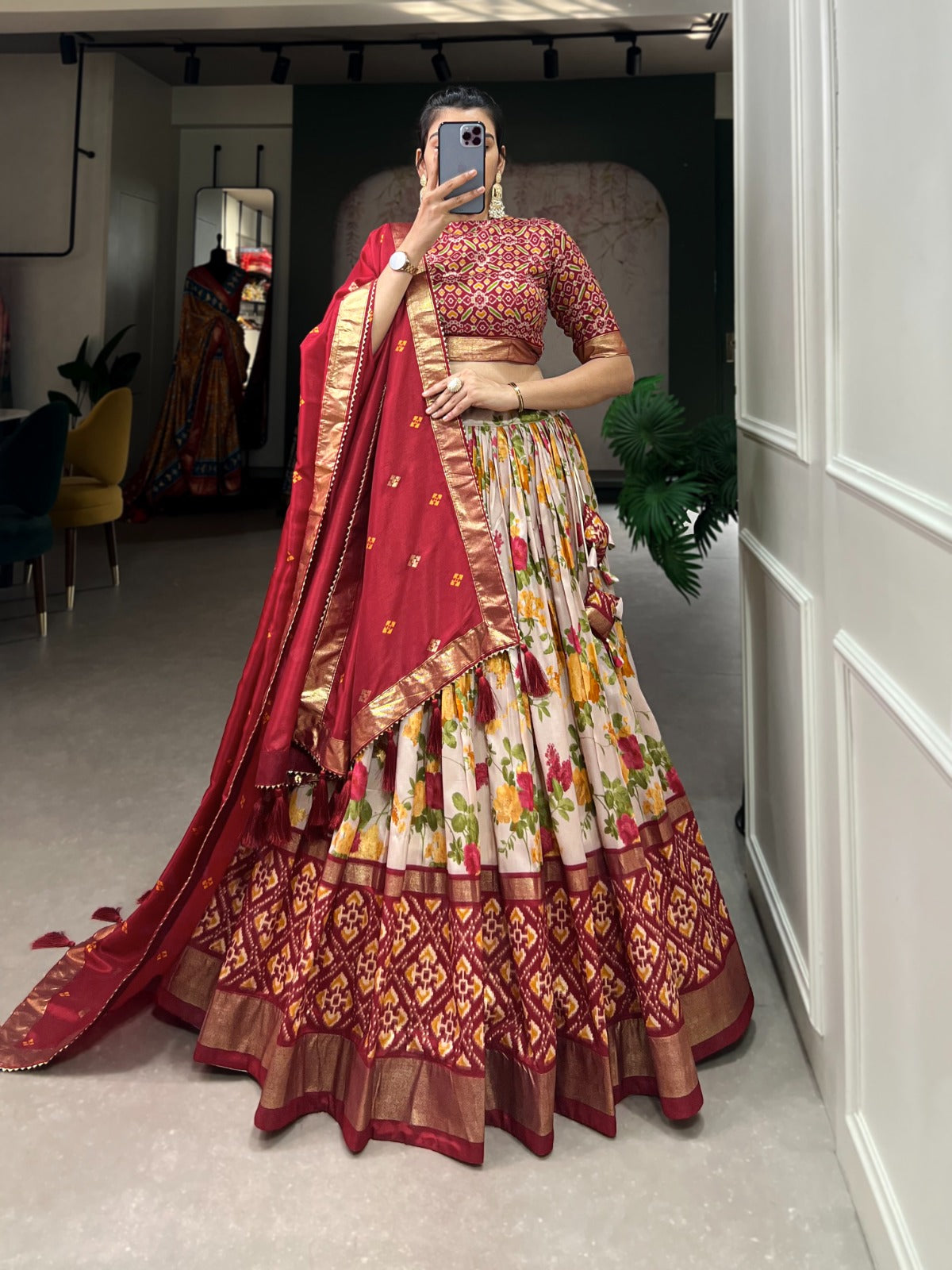 Exquisite Tussar Silk Lehenga Choli Set