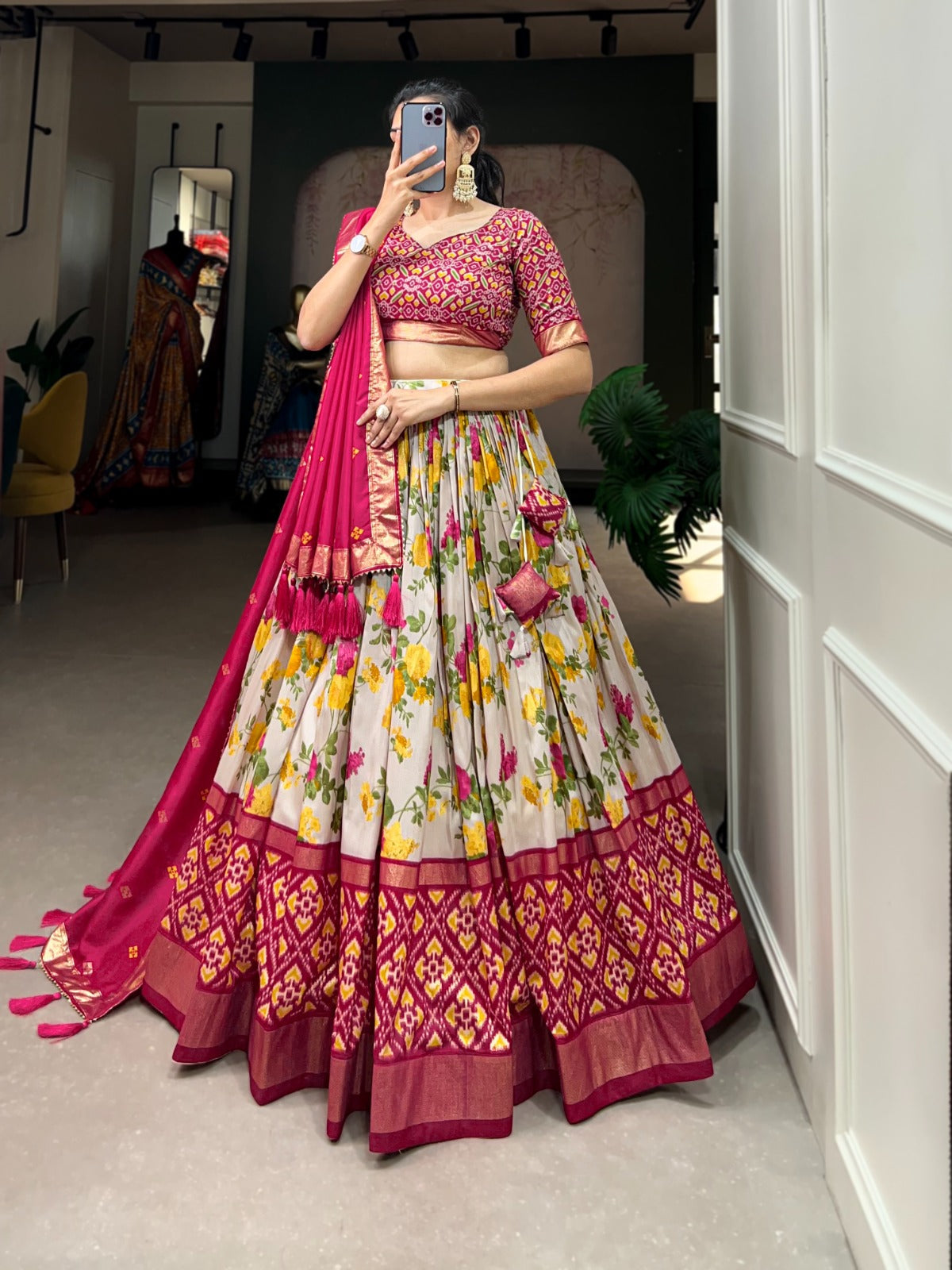 Exquisite Tussar Silk Lehenga Choli Set