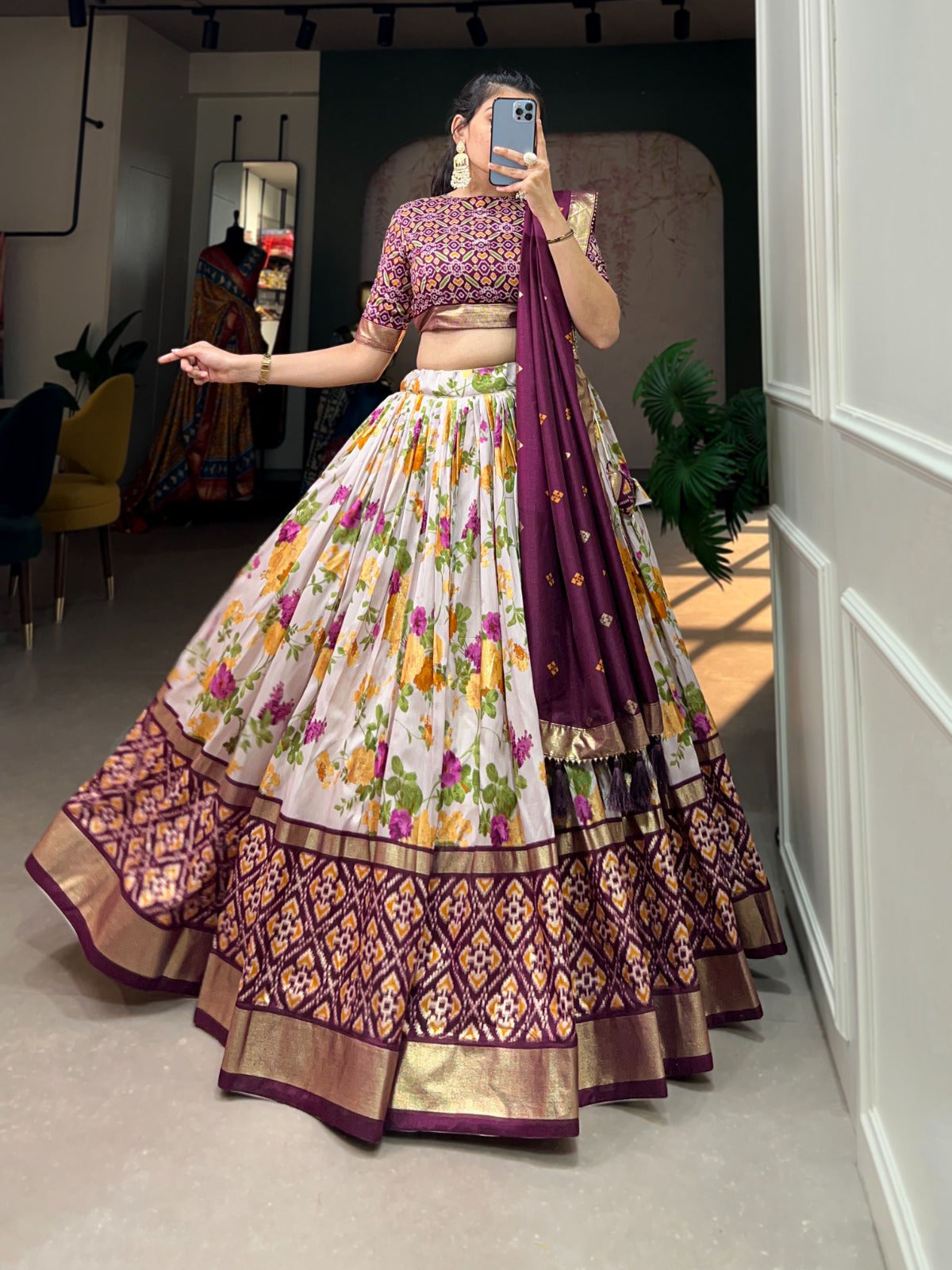 Exquisite Tussar Silk Lehenga Choli Set