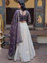 Charming Cream Sequins Embroidered Silk Wedding Wear Lehenga Choli