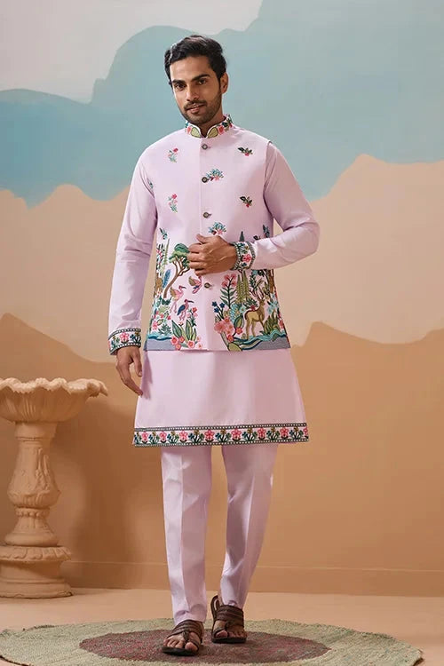 Vantara Design Luxury Lavender Mens Wear Koti Kurta