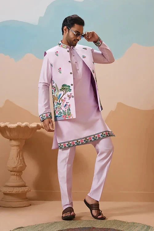 Vantara Design Luxury Lavender Mens Wear Koti Kurta