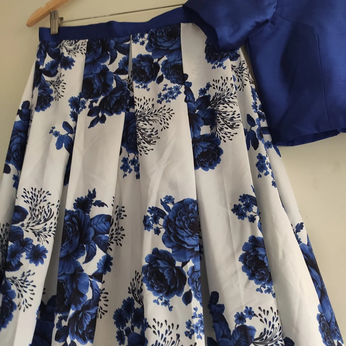 Lehenga Choli in Blue Color with Velvet Top and Silk
