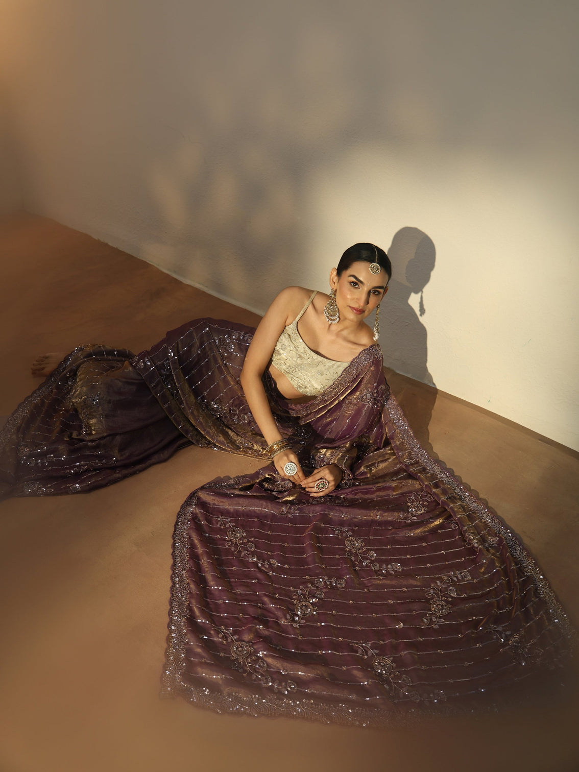 Mameraa Art Lavender Embellished Saree