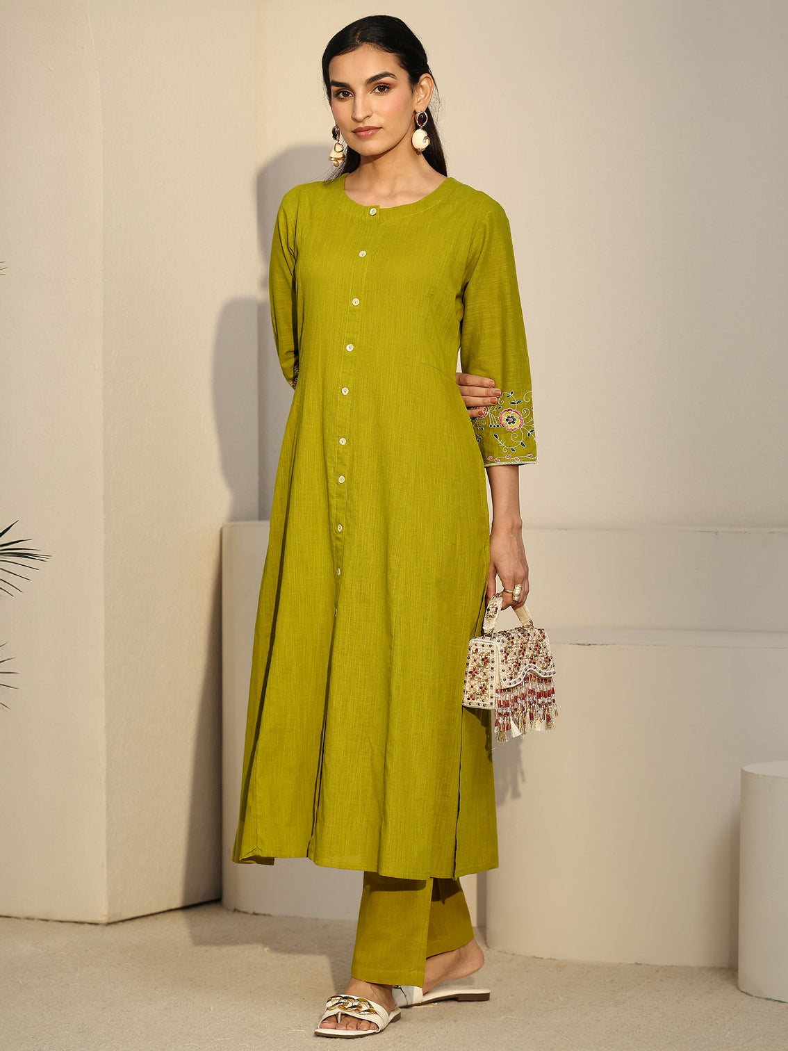 Mameraa Lime Green Cotton Co-Ord Set