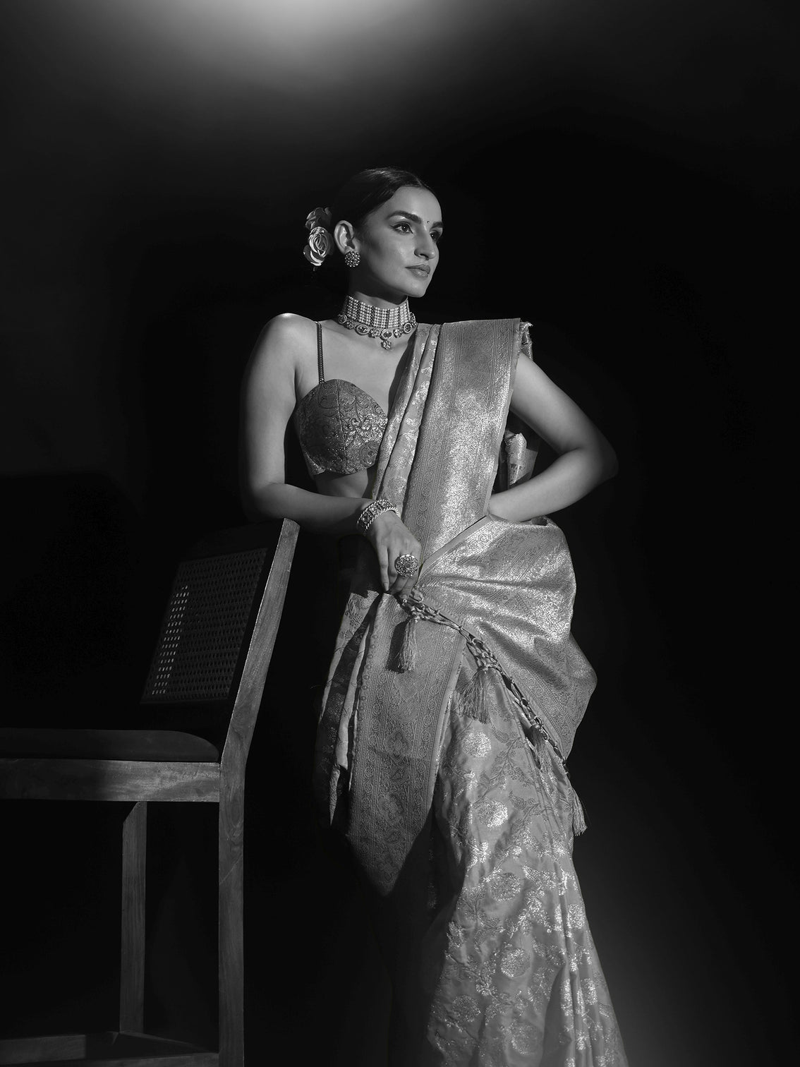 Mameraa Mint Green Banarasi Silk Blend Saree