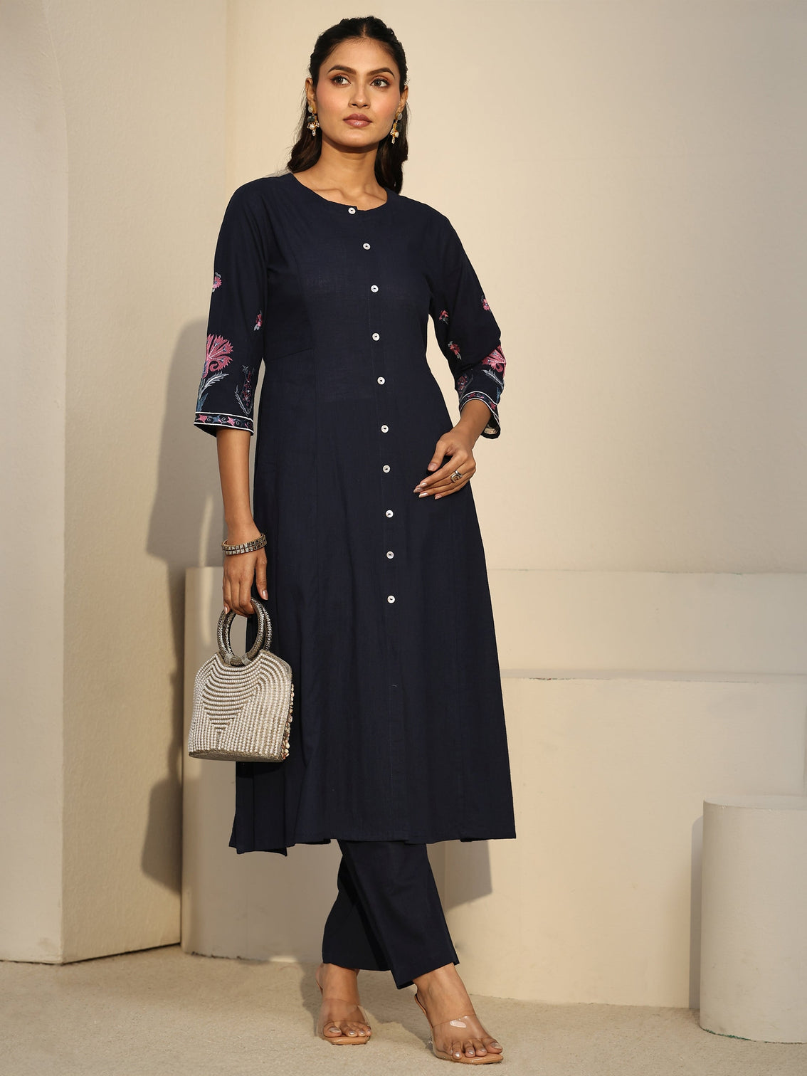 Mameraa Navy Blue Cotton Co-Ord Set