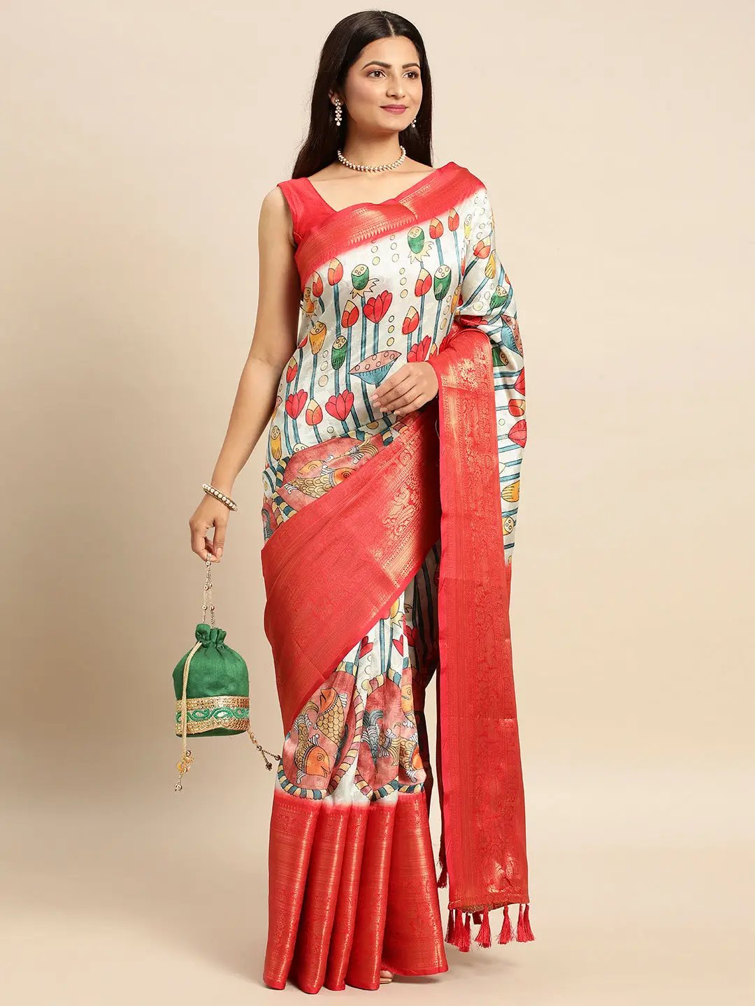 Trendy Kalamkari Pattu Banarasi Silk Saree
