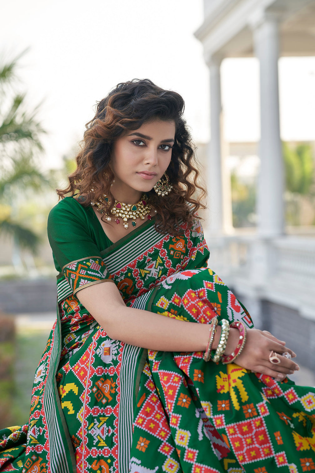 Lovable Green Weaving Patola Silk Wedding Wear Saree