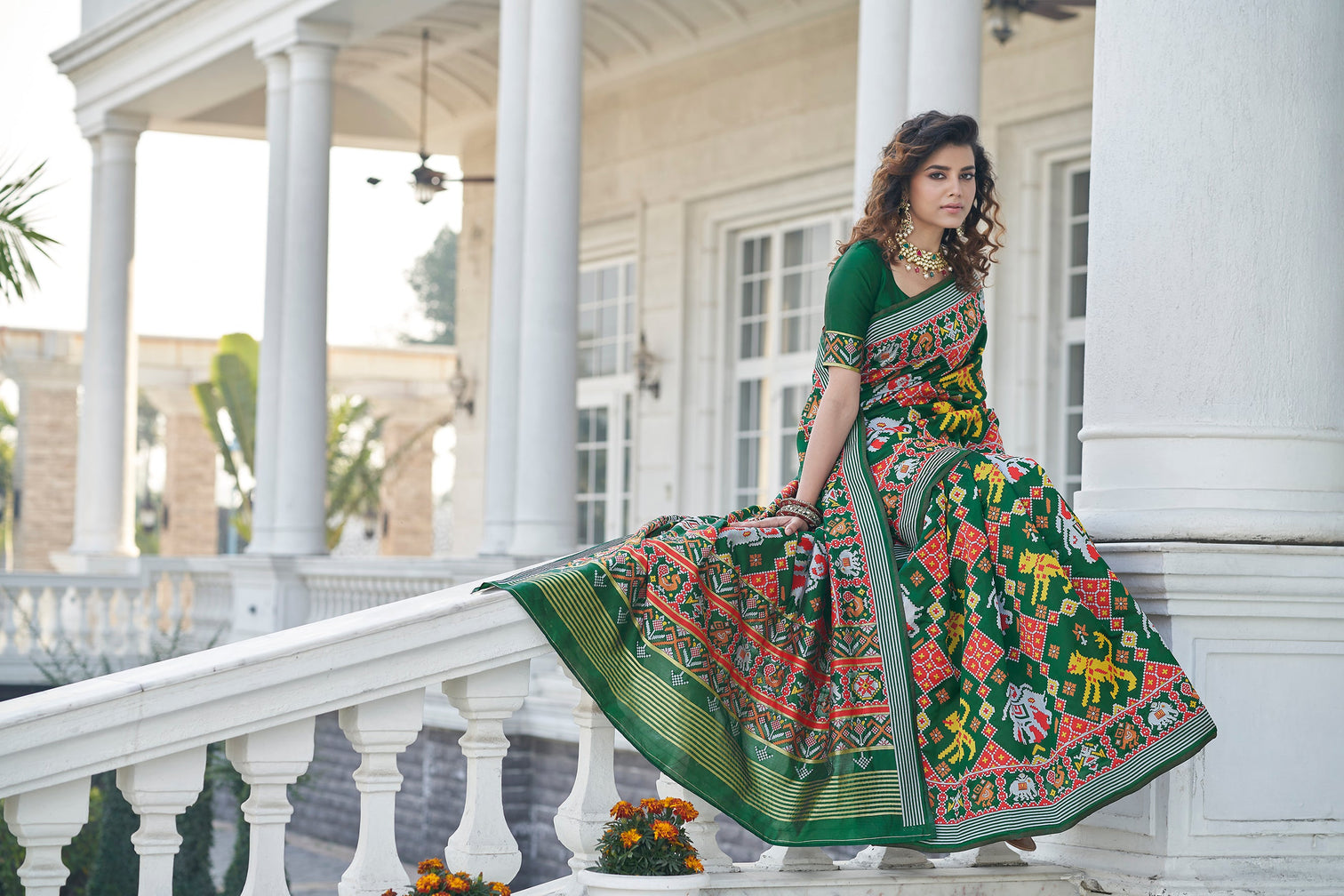 Lovable Green Weaving Patola Silk Wedding Wear Saree