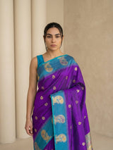 Wine Soft Silk Paithani Saree Meenakari Peacock Motifs Zari Woven Swan Pallu Saree With Brocade Blouse