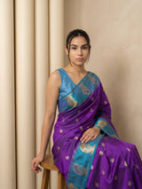 Wine Soft Silk Paithani Saree Meenakari Peacock Motifs Zari Woven Swan Pallu Saree With Brocade Blouse