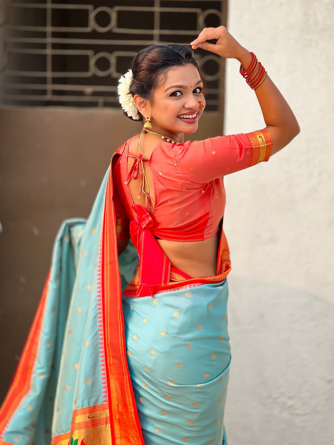 Traditional Paithani Silk Saree with Zari Woven Motifs And Meenakari Peacock Pallu