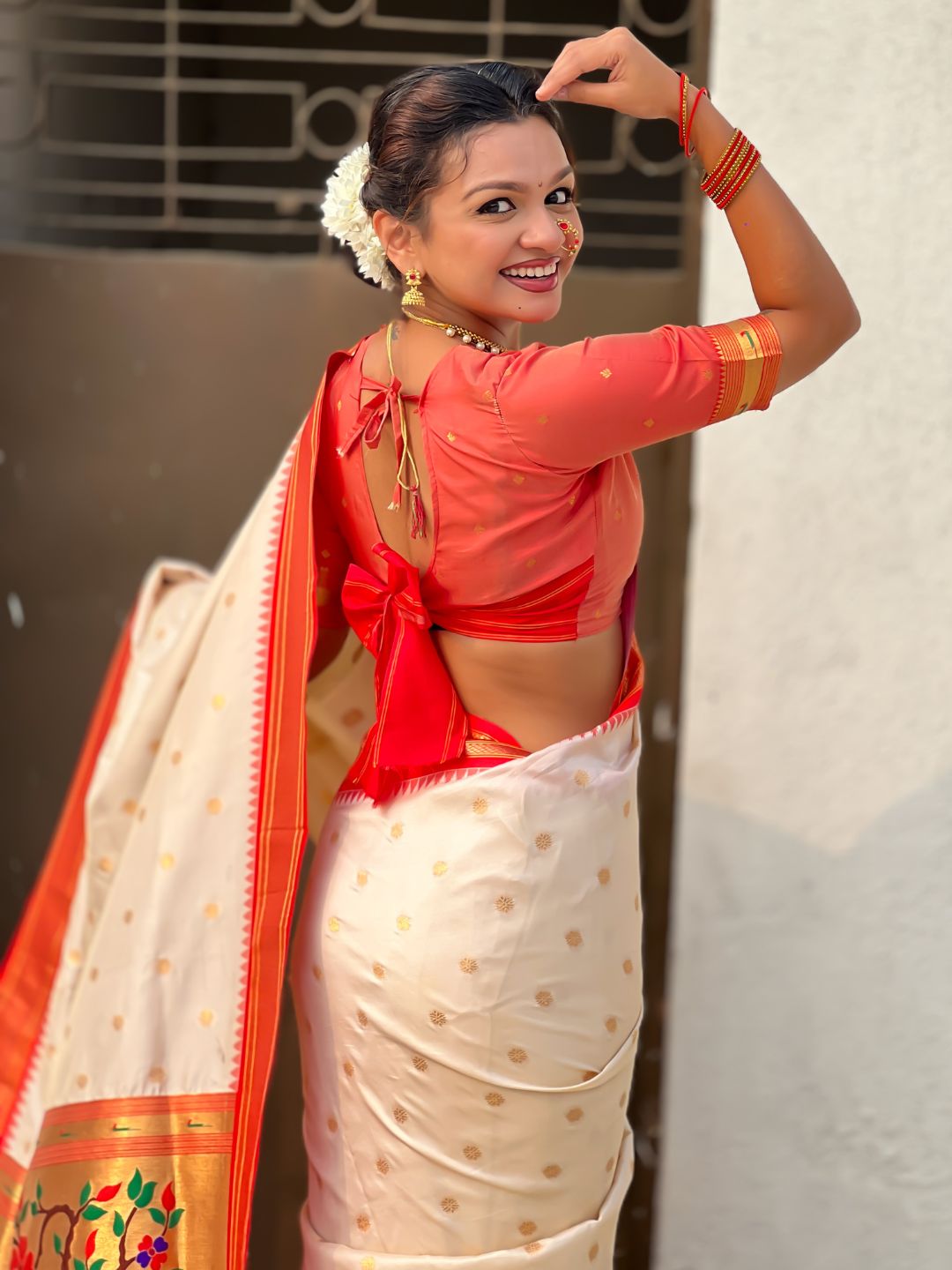Traditional Paithani Silk Saree with Zari Woven Motifs And Meenakari Peacock Pallu
