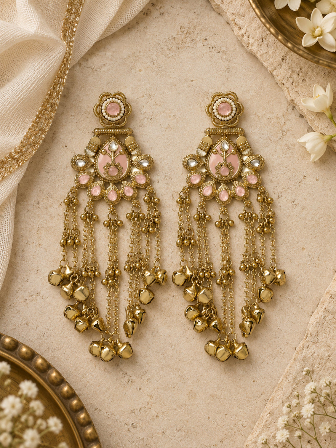 Mameraa Multicolour Dangling Ghungroo Earrings