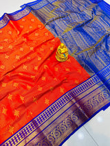 Classy Red Kanjivaram Silk With Demure Blouse Piece