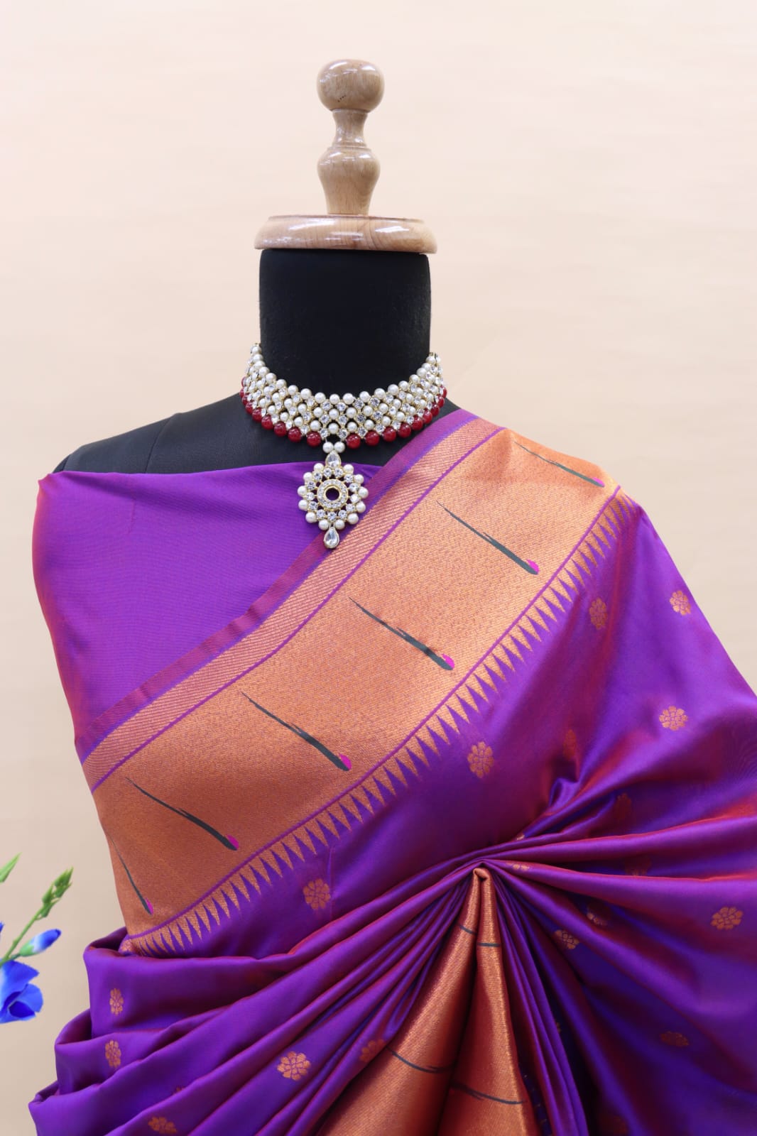 Flattering Purple Paithani Silk Saree With Outstanding Blouse Piece