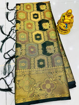 Adorning Black Organza Silk Saree With Energetic Blouse Piece