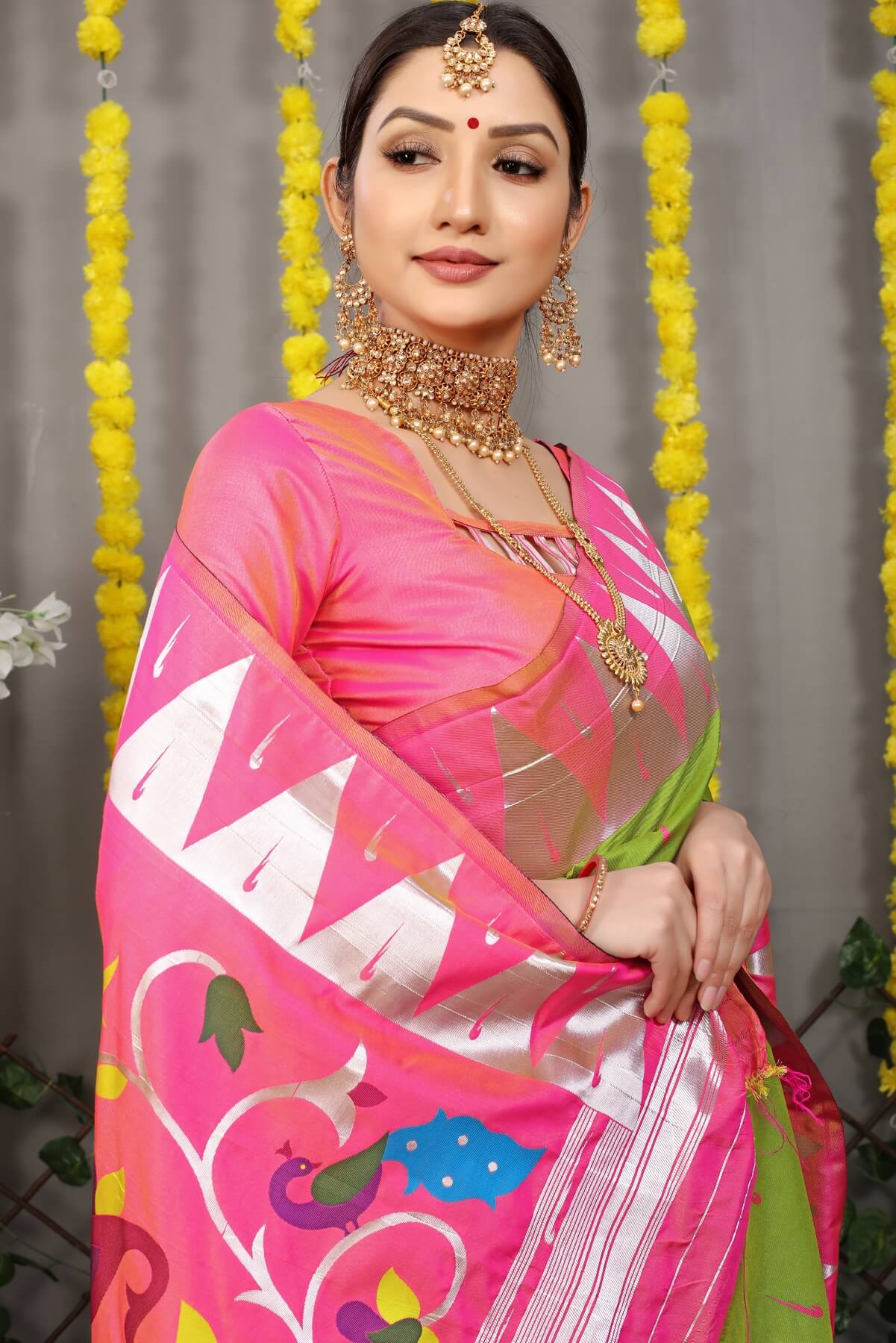 Seraglio Green Paithani Silk Saree With Appealing Blouse Piece