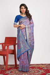 Smart Lavendor Pashmina saree With Breathtaking Blouse Piece