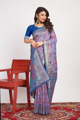 Smart Lavendor Pashmina saree With Breathtaking Blouse Piece