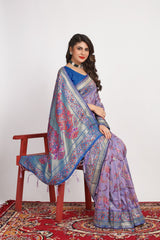 Smart Lavendor Pashmina saree With Breathtaking Blouse Piece