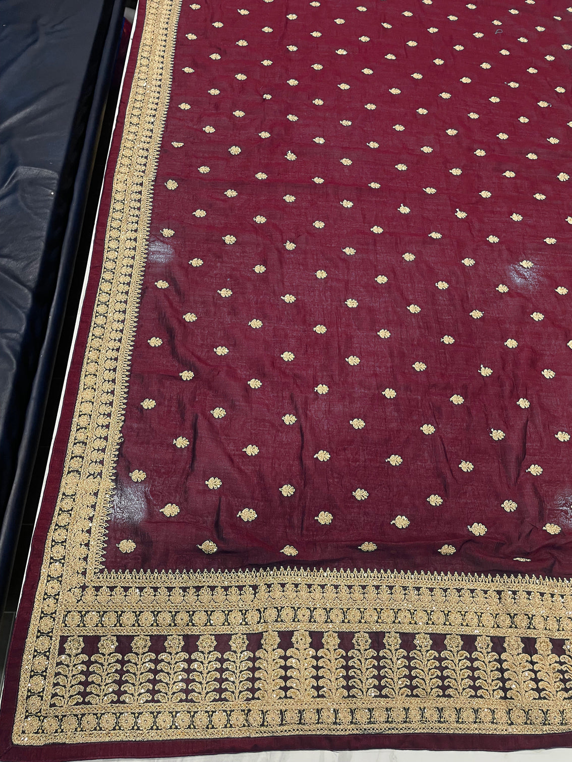 Maroon Saree In Vichitra Silk With Dori And Sequence Work