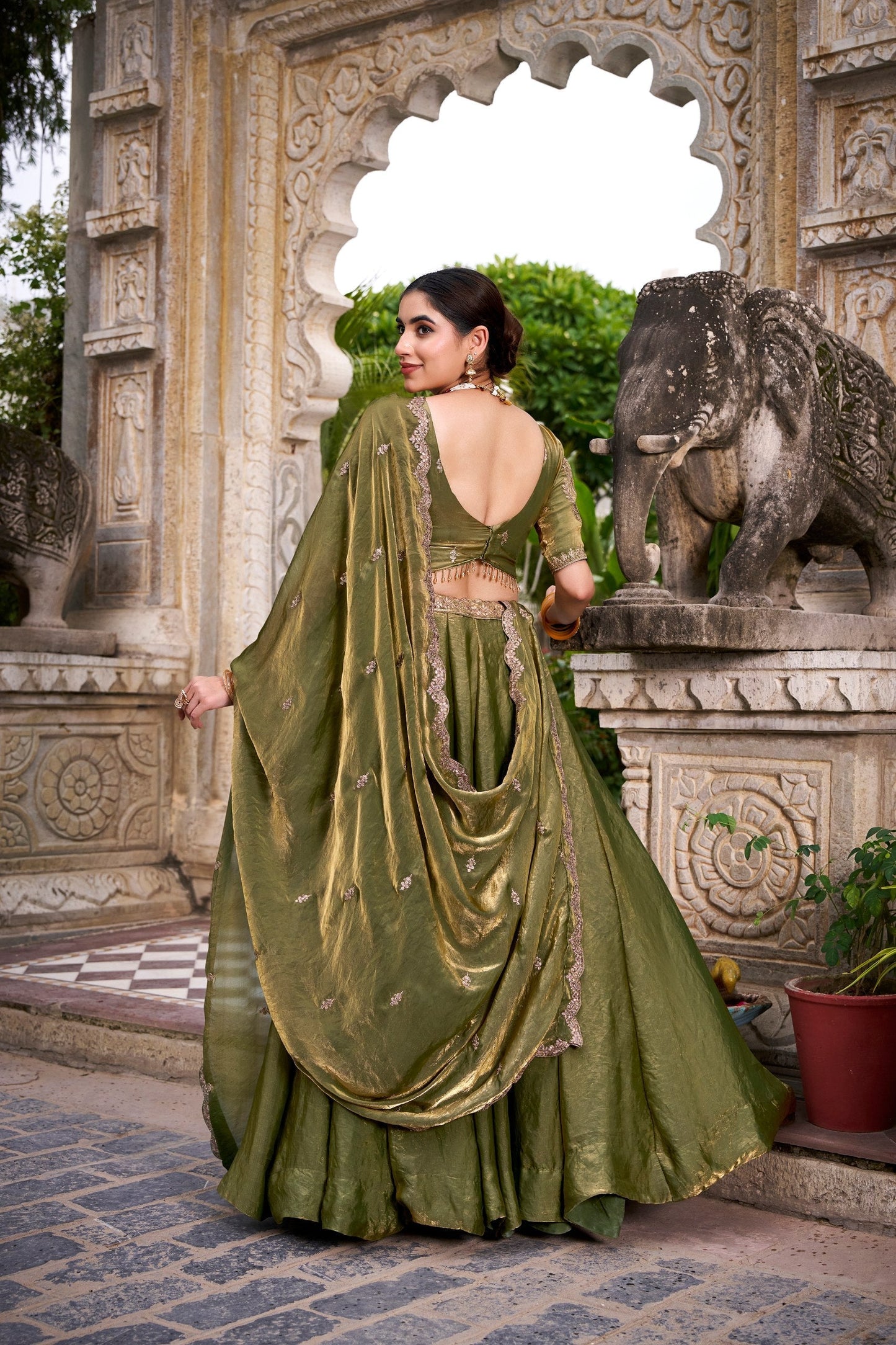 Mehendi Designer Fendi Lehenga Choli Set with Sequins & Thread Embroidery  Heavy Flair Stitched Lehenga with Dupatta