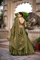 Mehendi Designer Fendi Lehenga Choli Set with Sequins & Thread Embroidery  Heavy Flair Stitched Lehenga with Dupatta
