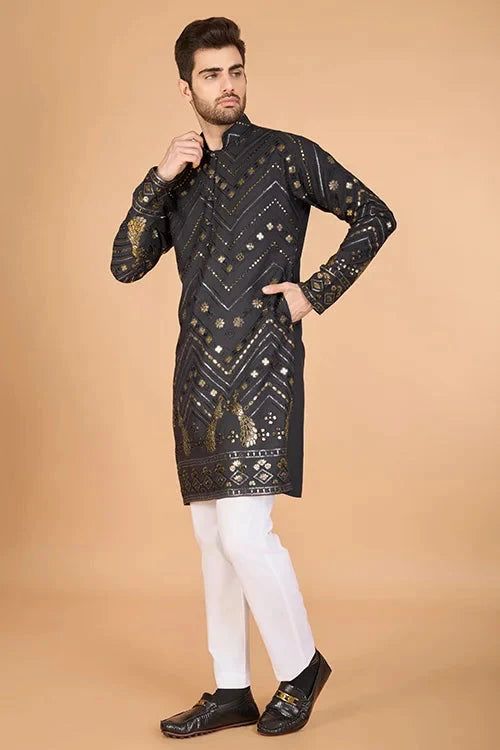 Cement Grey Designer Kurta – Viscose Rayon Fabric