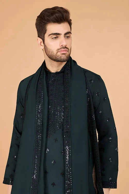 Designer Green Viscose Silk Kurta for Men